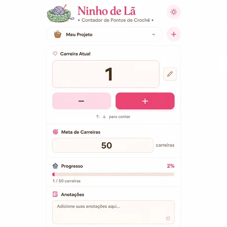 Tela do Contador de Pontos, mostrando a carreira atual, a meta de carreiras e a barra de progresso